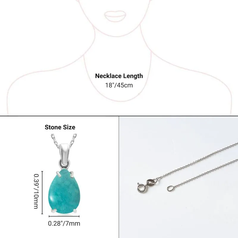 14K Gold Turquoise Teardrop Pendant Necklace