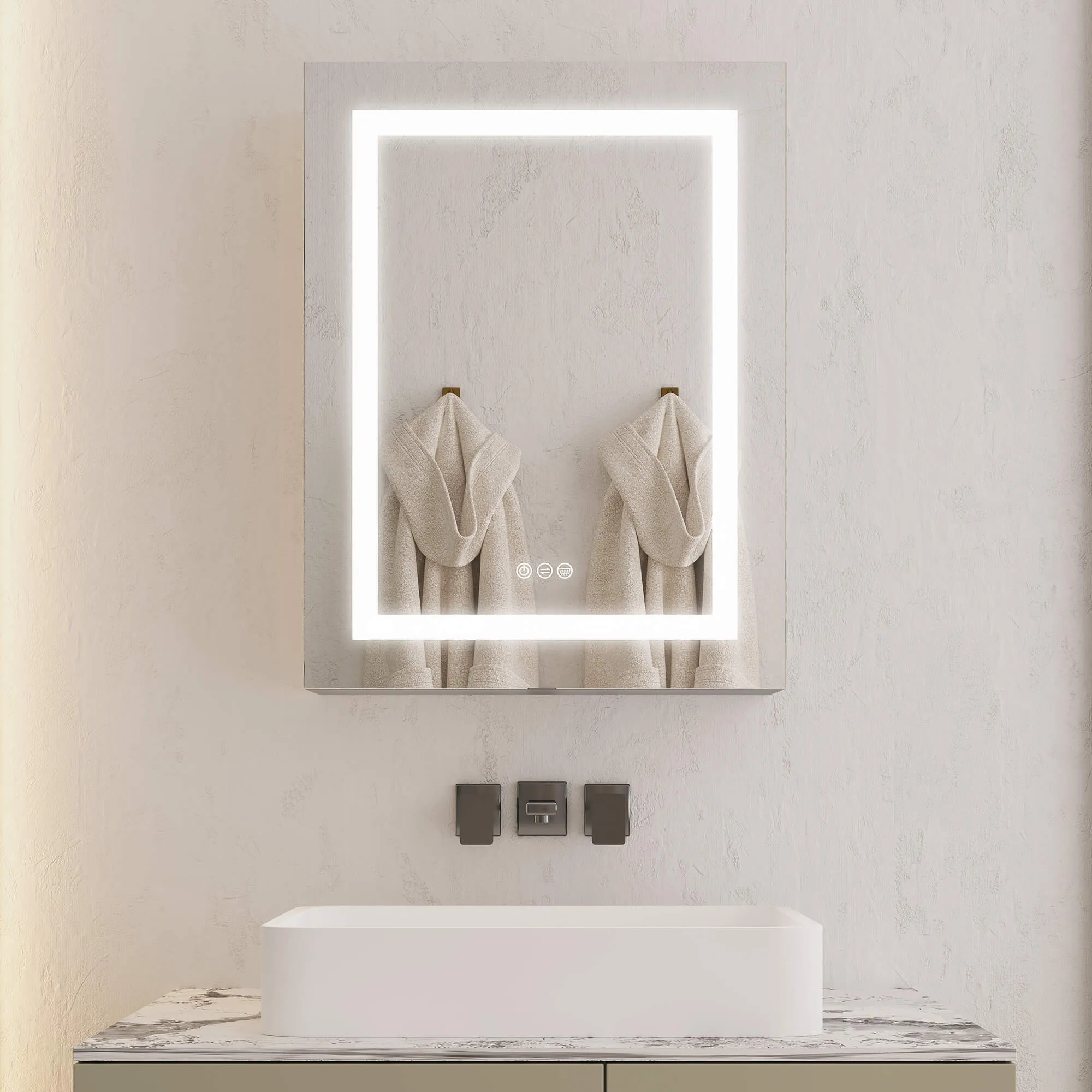 20 X 28 inch Bathroom Medicine Cabinet with LED Mirror Wall Mounted Adjustable Storage Shelves