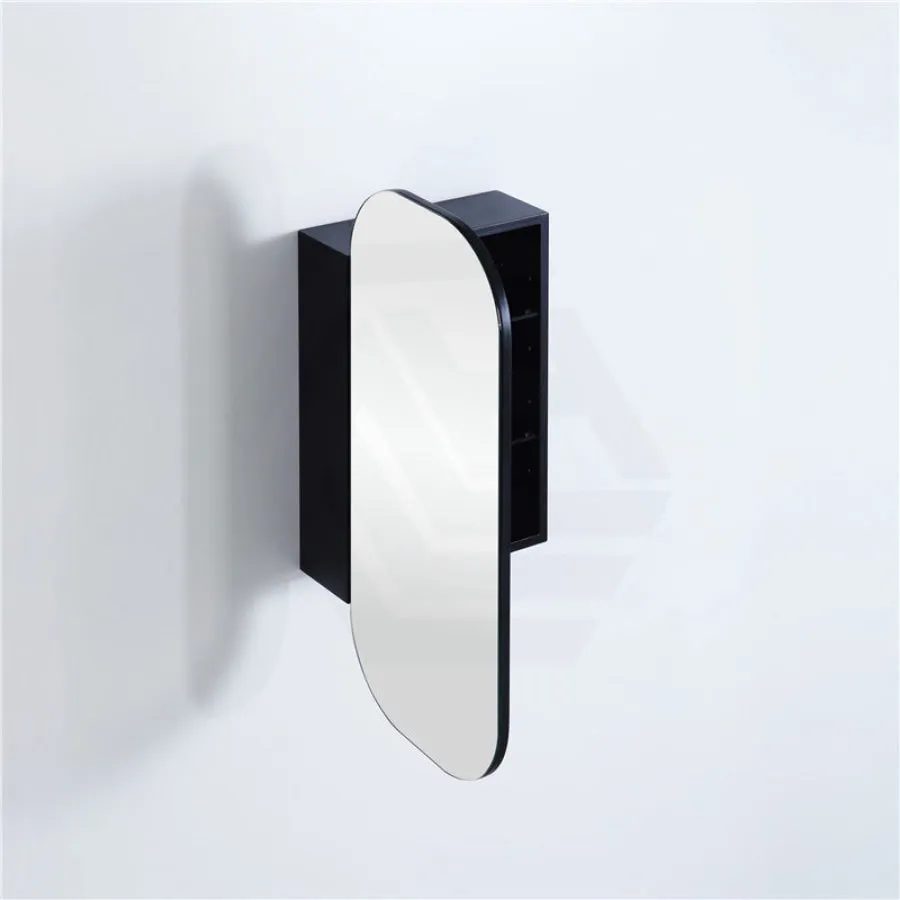 400mm / 600mm Matt Black PVC Shaving Cabinet Pencil Mirror Wall Hung for Bathroom