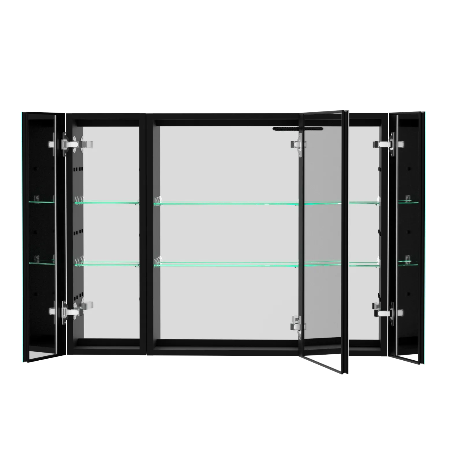 40" x 30" Dimmer Black Surface Mount LED Double Door Defogging Mirror Medicine Cabinet