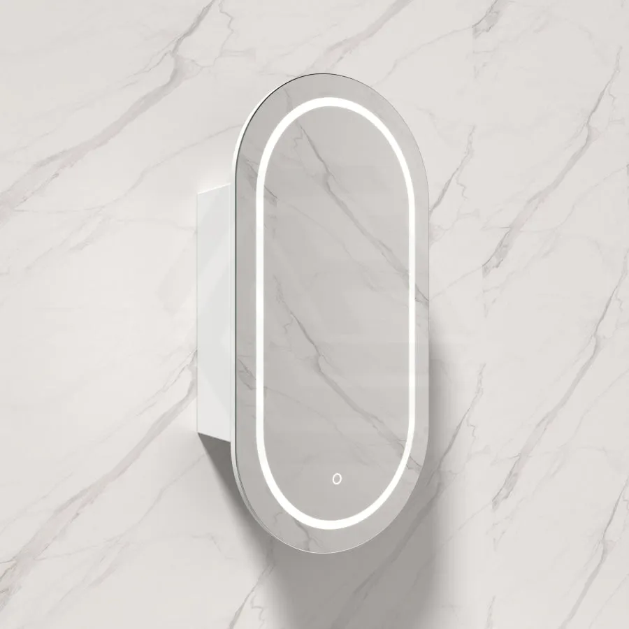 450x900x150mm Ceto Olivia Matt White Oval LED Shaving Cabinet Frontlit