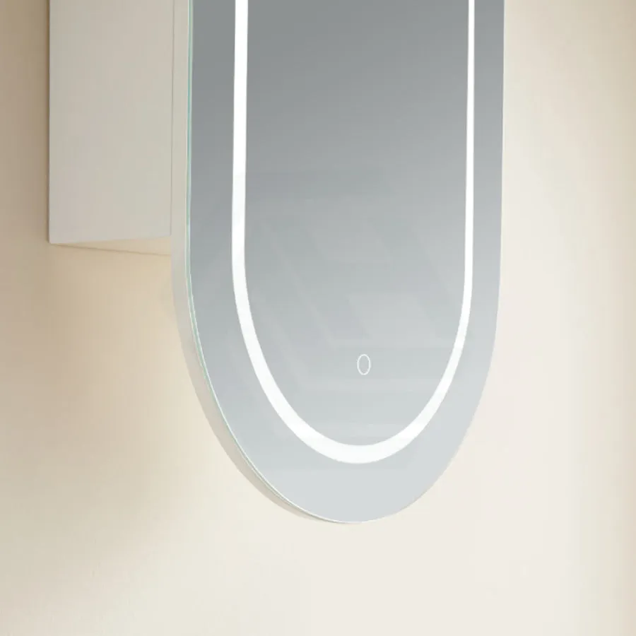 450x900x150mm Ceto Olivia Matt White Oval LED Shaving Cabinet Frontlit