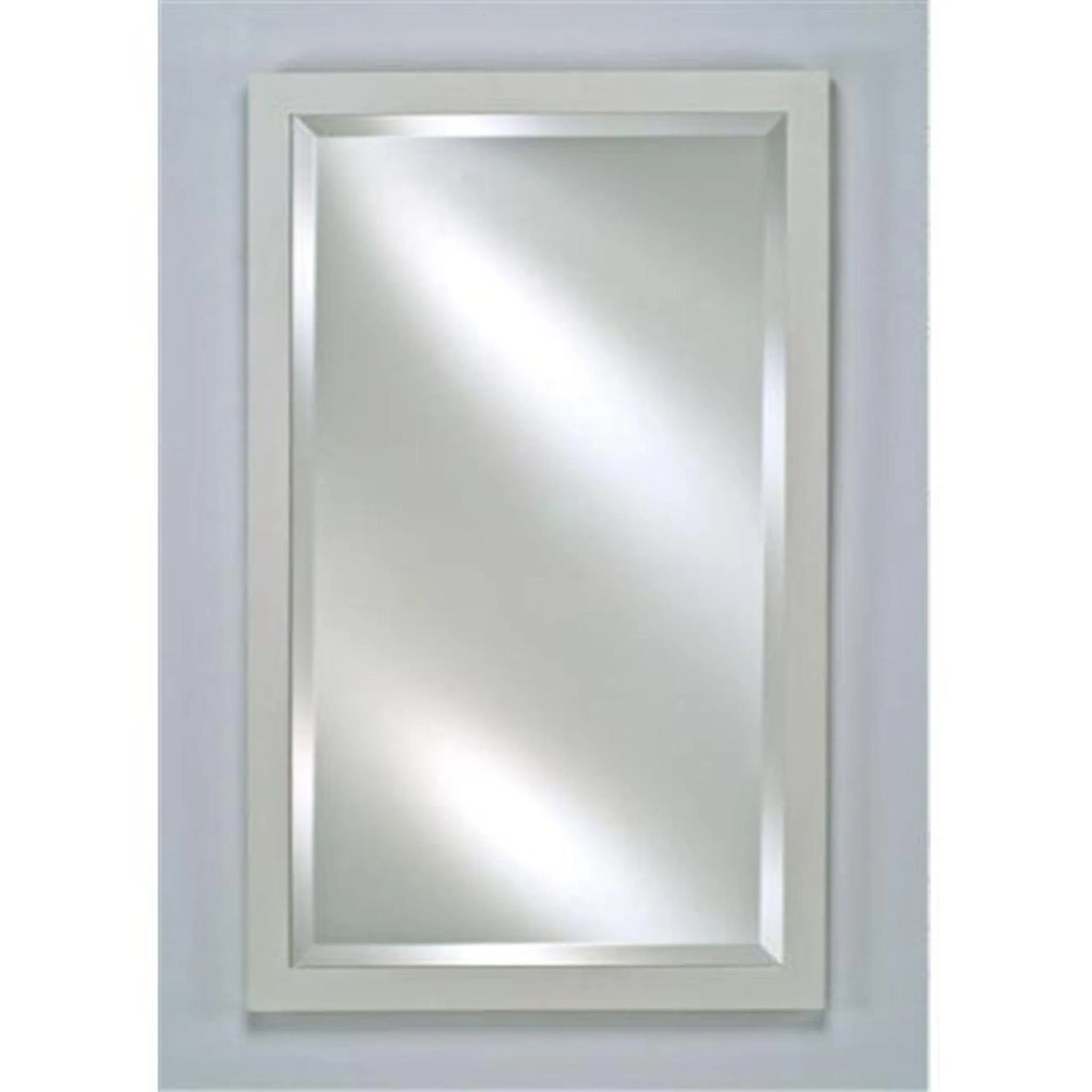 Afina Basix 24" x 30" Satin White Recessed Left Or Right Hinged Single Door Beveled Mirror Medicine Cabinet