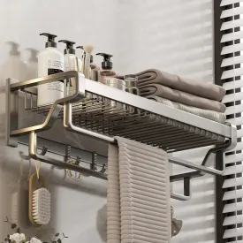 Bathroom Towel Holder Towel Rack Grey Folding Holder With Hook