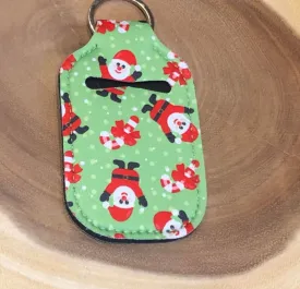 Christmas Sanitizer Keyring - Green with Santa