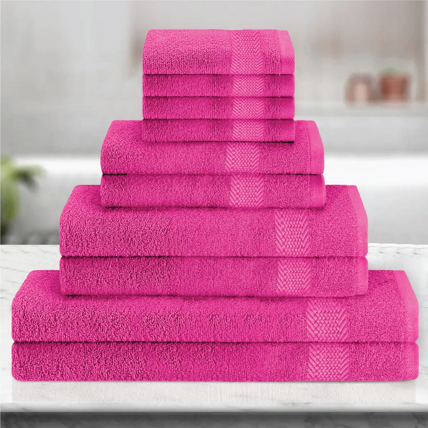 Cotton Towels 10 Piece Set-Soft Feel, Quick Dry, Highly Absorbent Durable Towels