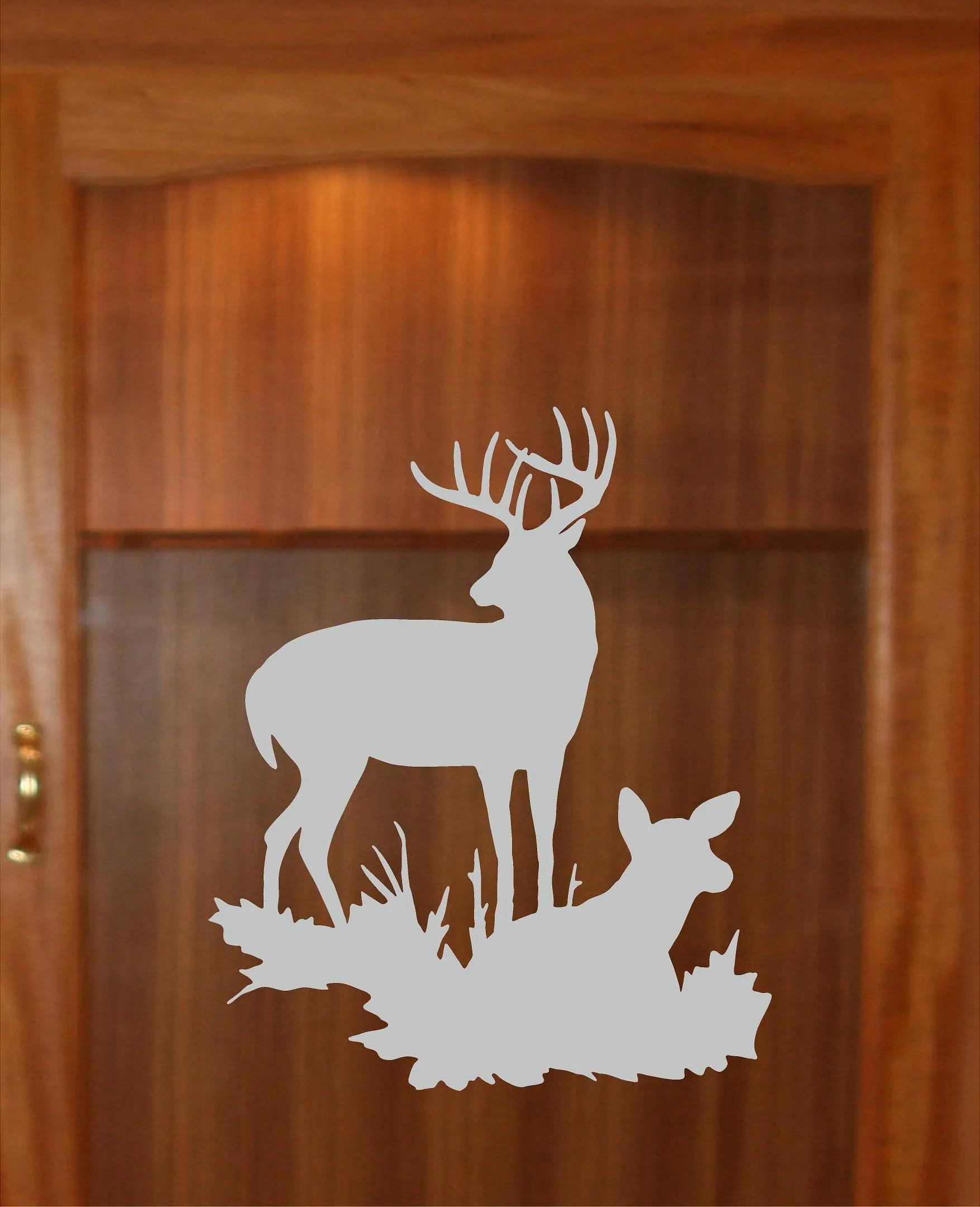 Doe Buck Flield Hunting Gun Cabinet Etched Glass Decal Vinyl