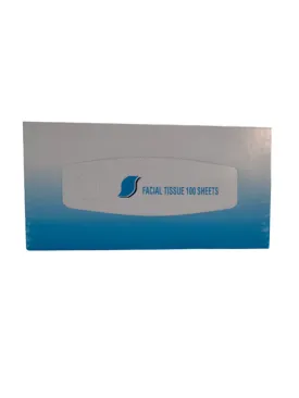 Facial Tissue, 2-Ply, White, Flat Box, 100-Sheets per Box, Case of 30 boxes.