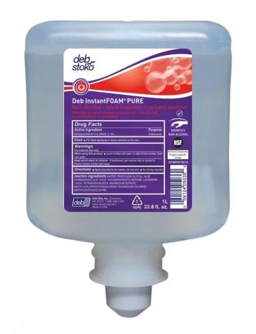 InstantFoam Non-Alcohol PURE Hand Sanitizer 1 Liter Refill - 55857, Pack of 6