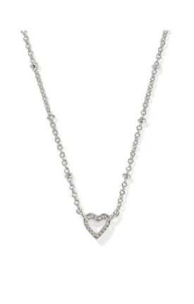 Kendra Scott Mini Ari Heart Satellite Silver MOP Necklace