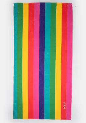 Large Rainbow Stripe Print Towel