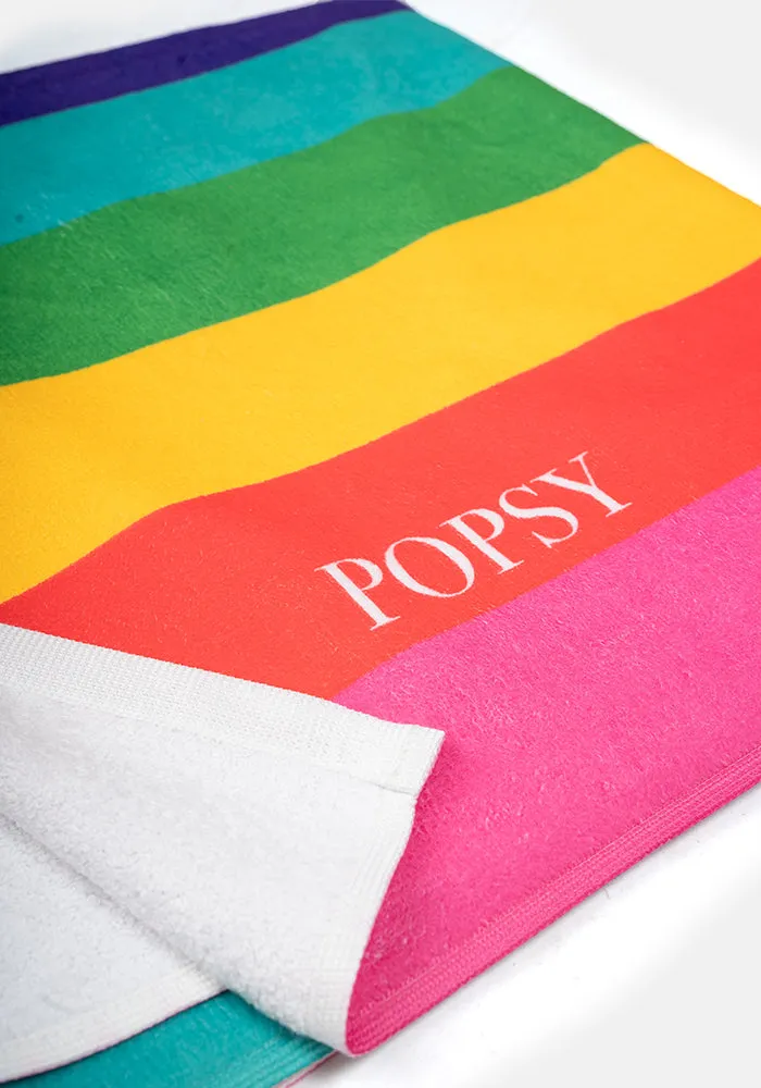 Large Rainbow Stripe Print Towel