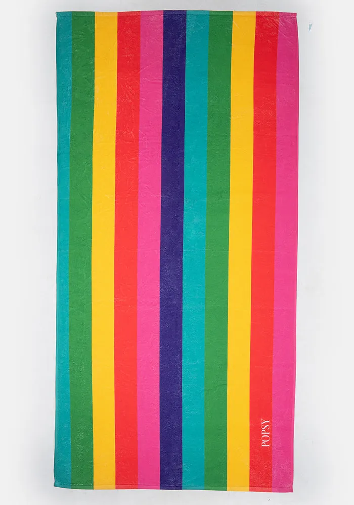 Large Rainbow Stripe Print Towel