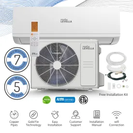 Premium Levella® 24,000 BTU 18 SEER2 Ductless Mini-Split Inverter  Air Conditioner Only Cold System Full Set 230V. WIFI Included.