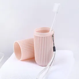 Travel Toothbrush Holder, Portable Toothbrush Case for Traveling, Camping, Capsule Shape Travel Toothbrush Toothpaste Case Holder Portable Toothbrush Storage Plastic Toothbrush Holder With Rope and Brush